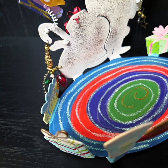 Santa's Christmas Fanciful Flights Metal Karen Rossi Silvestry Stand Card Holder - Picture 10 of 16